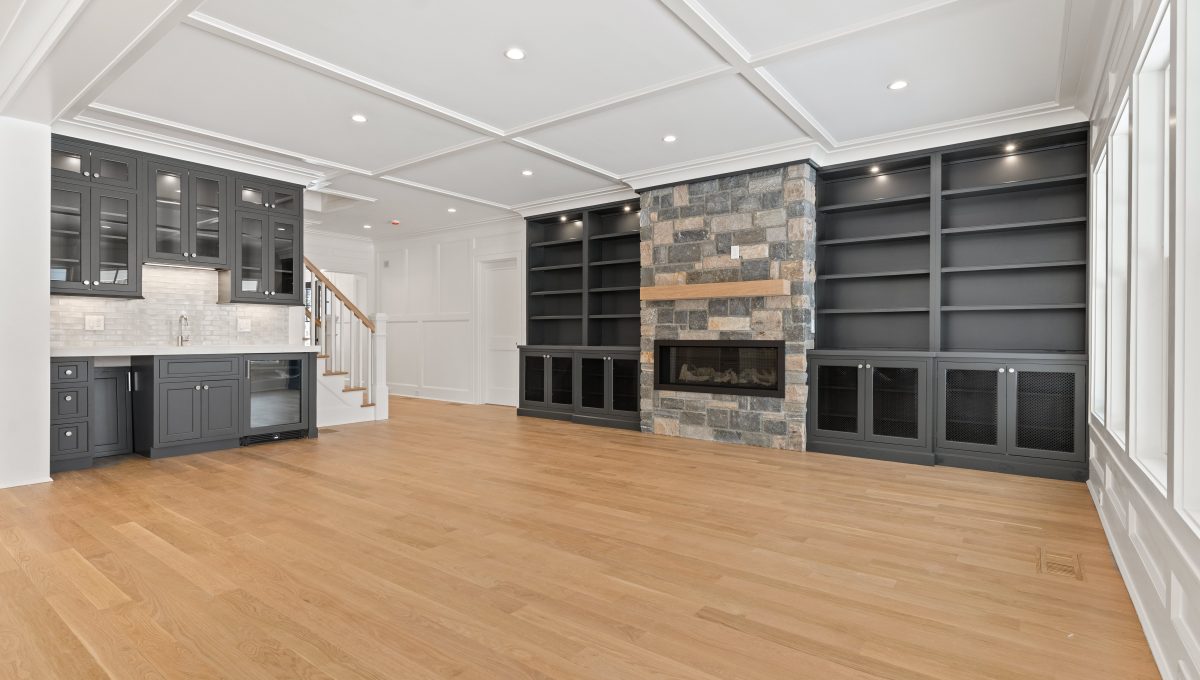 fireplace and wet bar